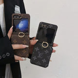 Samsung Galaxy Z Flip 6 Luxury Brand Leather Card Holder Case Cover