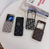 Samsung Galaxy Z Flip 6 Luxury Brand Leather Card Holder Case Cover
