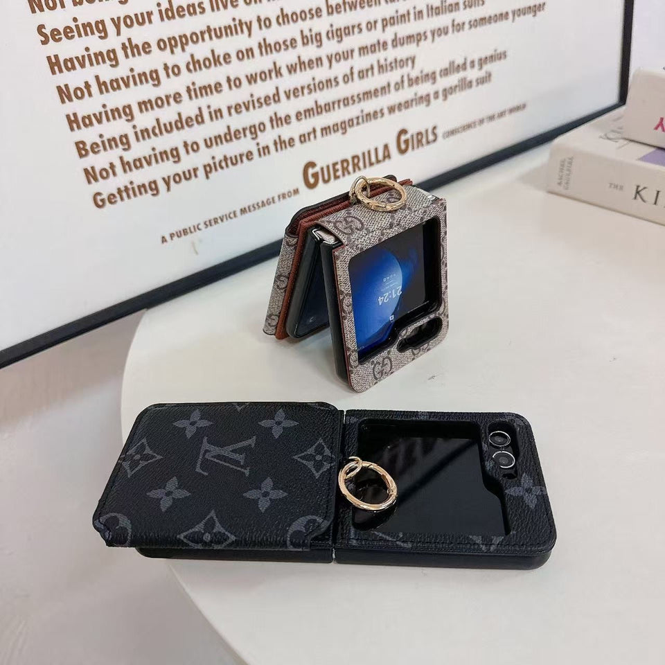 Samsung Galaxy Z Flip 6 Luxury Brand Leather Card Holder Case Cover