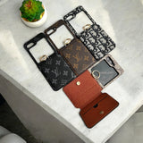 Samsung Galaxy Z Flip 6 Luxury Brand Leather Card Holder Case Cover