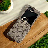 Samsung Galaxy Z Flip 6 Luxury Brand Leather Card Holder Case Cover