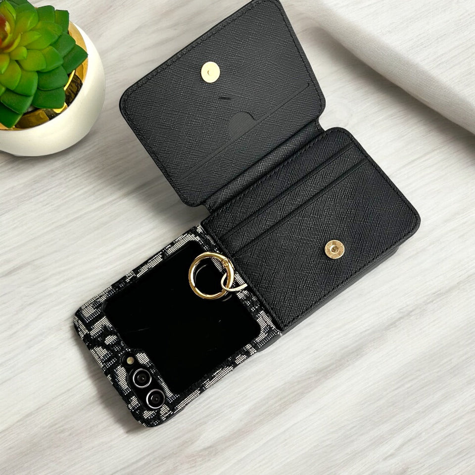 Samsung Galaxy Z Flip 6 Luxury Brand Leather Card Holder Case Cover
