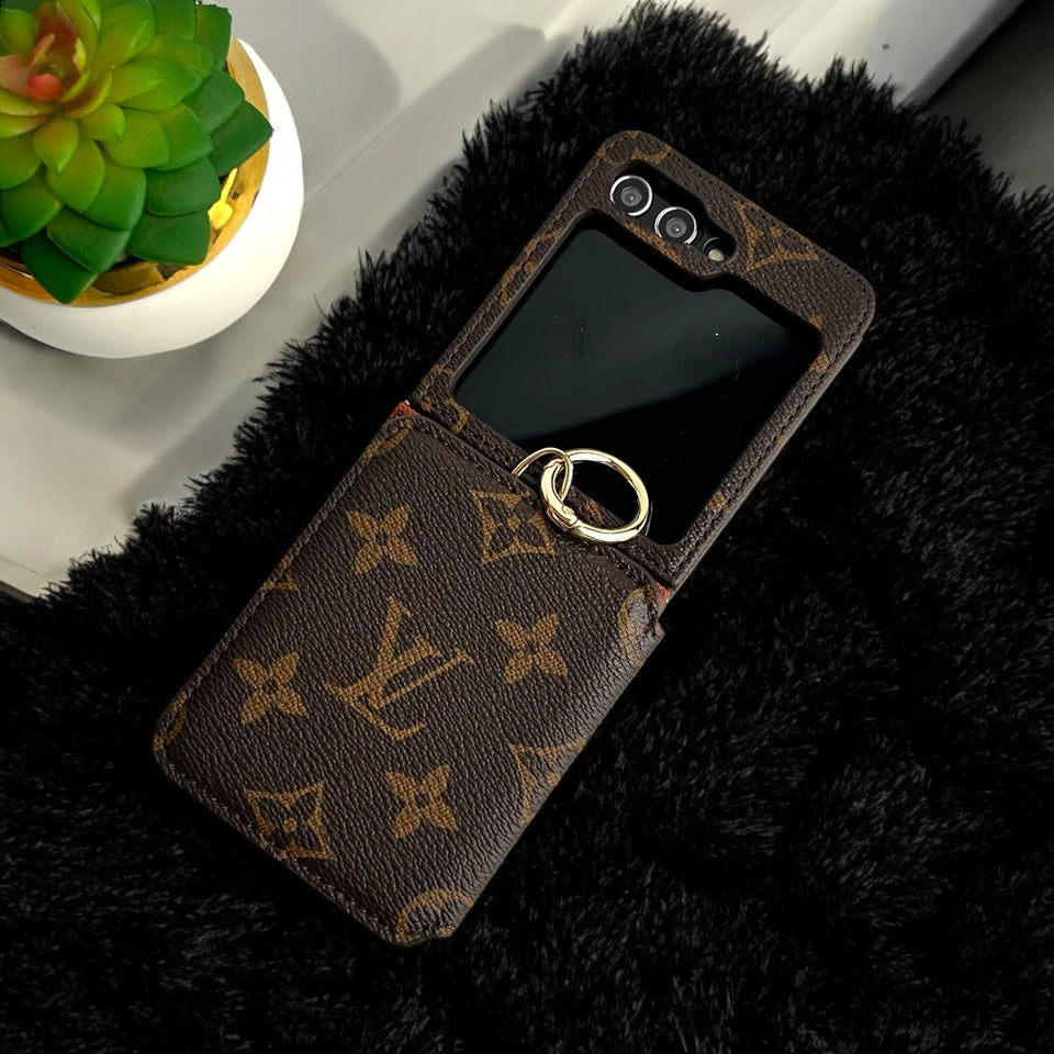 Samsung Galaxy Z Flip 6 Luxury Brand Leather Card Holder Case Cover