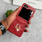 Samsung Galaxy Z Flip 6 Luxury DR Brand PU Leather Design Case Cover