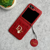 Samsung Galaxy Z Flip 6 Luxury DR Brand PU Leather Design Case Cover