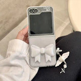Samsung Galaxy Z Flip 6 Luxury Glitter 3D Big Bow Pearl Pendant Cover