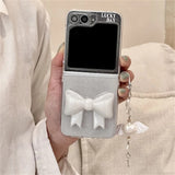 Samsung Galaxy Z Flip 6 Luxury Glitter 3D Big Bow Pearl Pendant Cover