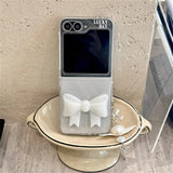 Samsung Galaxy Z Flip 6 Luxury Glitter 3D Big Bow Pearl Pendant Cover