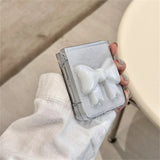 Samsung Galaxy Z Flip 6 Luxury Glitter 3D Big Bow Pearl Pendant Cover