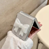 Samsung Galaxy Z Flip 6 Luxury Glitter 3D Big Bow Pearl Pendant Cover