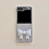 Samsung Galaxy Z Flip 6 Luxury Glitter 3D Big Bow Pearl Pendant Cover
