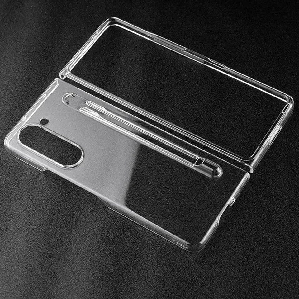Samsung Galaxy Z Fold 5 Transparent Cristal Hard Shell Cover Case With S-Pent Slot