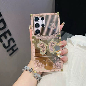 Samsung Galaxy S24 Ultra Butterfly Glitter Kickstand Case