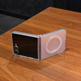 Samsung Galaxy Z Flip 7 Transparent Shiny Color Case Cover With Magnetic Charging Ring