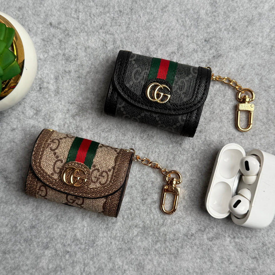 Luxury Branded GG Leather Case For Airpod (Universal Airpod Case)