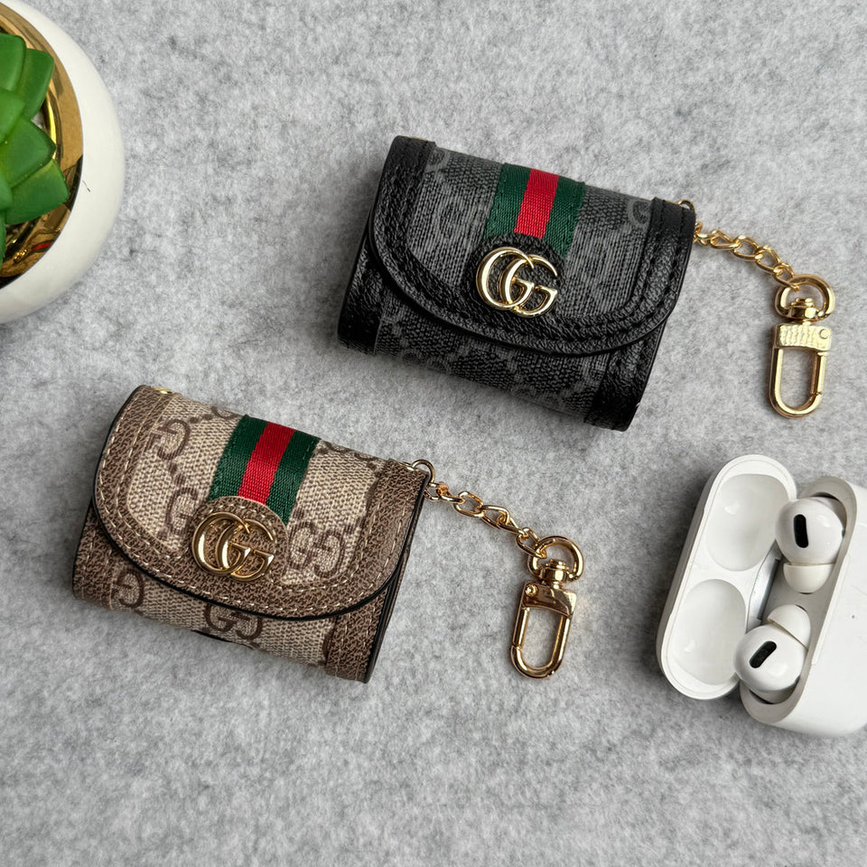 Luxury Branded GG Leather Case For Airpod (Universal Airpod Case)