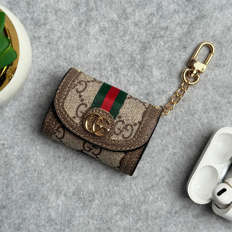 Luxury Branded GG Leather Case For Airpod (Universal Airpod Case)