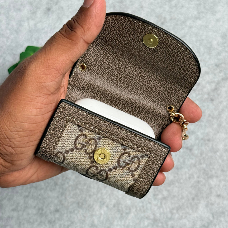 Luxury Branded GG Leather Case For Airpod (Universal Airpod Case)
