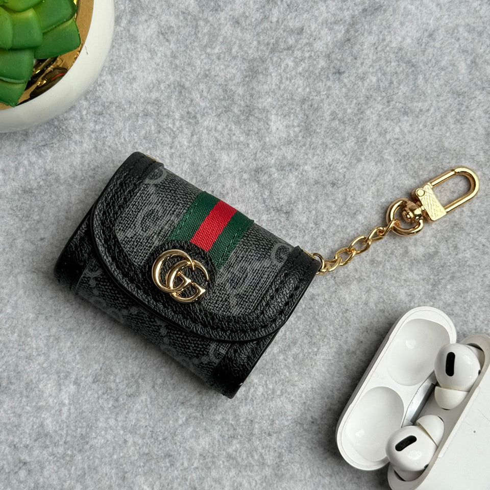 Luxury Branded GG Leather Case For Airpod (Universal Airpod Case)