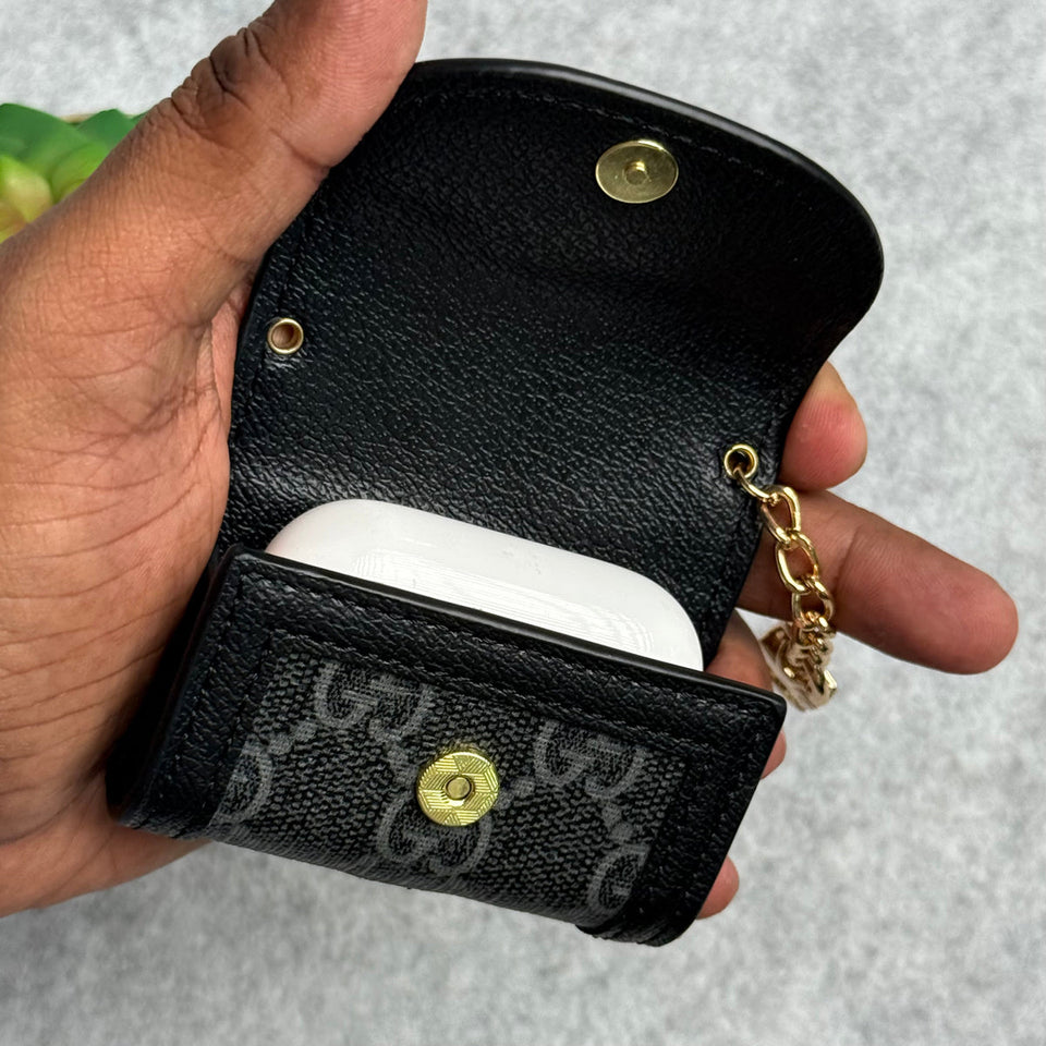 Luxury Branded GG Leather Case For Airpod (Universal Airpod Case)