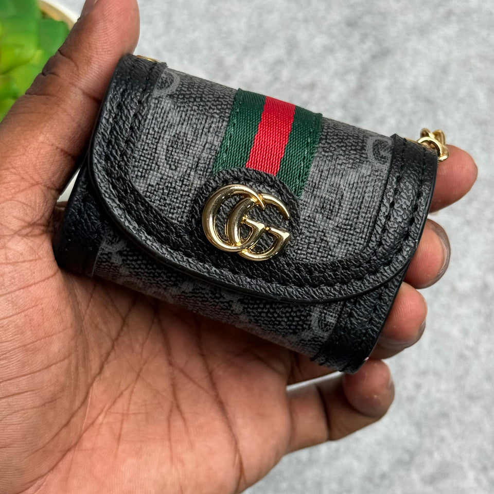Luxury Branded GG Leather Case For Airpod (Universal Airpod Case)