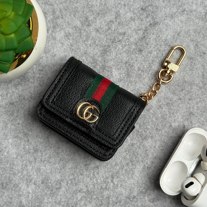 Branded Black GG Leather Case For Airpod (Universal Airpod Case)