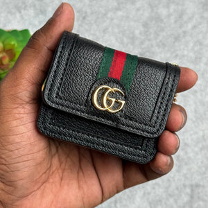 Branded Black GG Leather Case For Airpod (Universal Airpod Case)