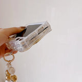Samsung Galaxy Z Flip Premium Rotation Dollar Bracelet Wristband Chain Phone Case Cover