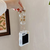 Samsung Galaxy Z Flip Premium Rotation Dollar Bracelet Wristband Chain Phone Case Cover