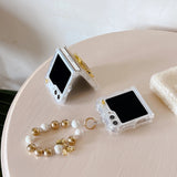 Samsung Galaxy Z Flip Premium Rotation Dollar Bracelet Wristband Chain Phone Case Cover