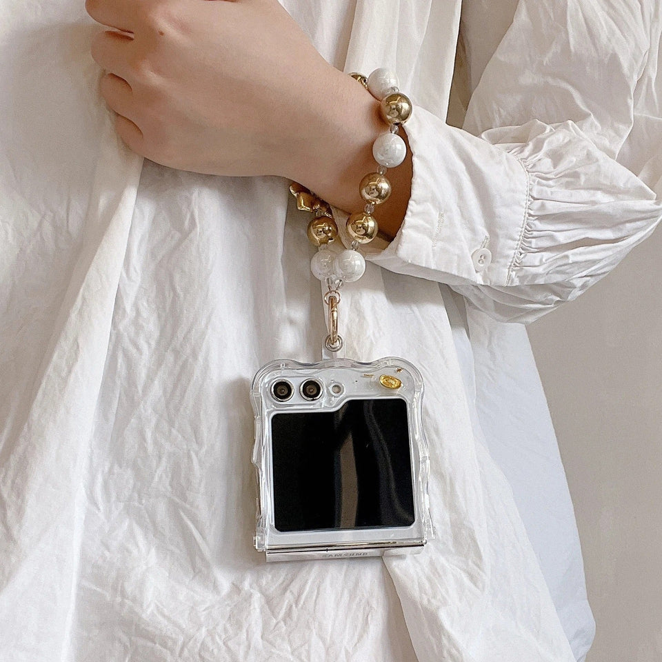Samsung Galaxy Z Flip Premium Rotation Dollar Bracelet Wristband Chain Phone Case Cover