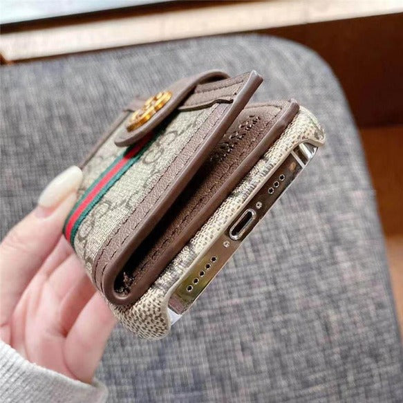 Luxury Brand GG Wallet Case Cover For iPhone